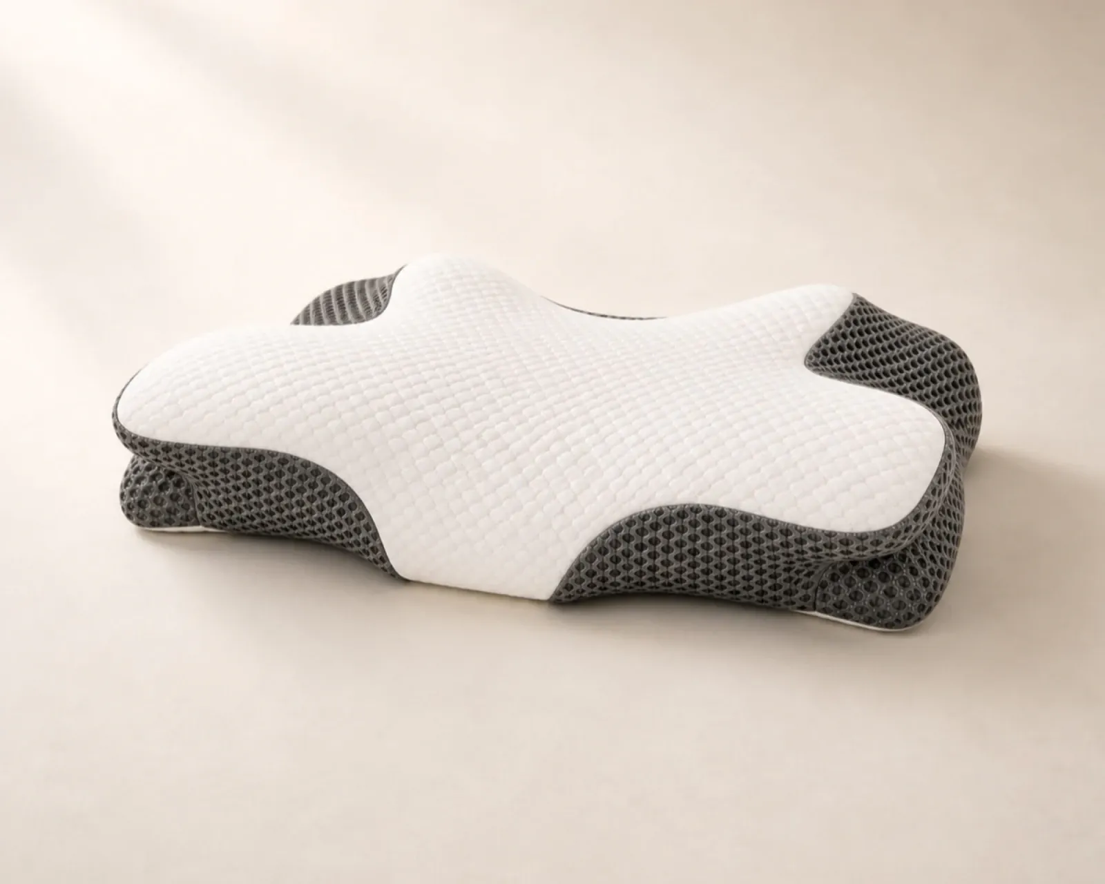 OrthoCloud Pillow showing its contoured top and open side structure.